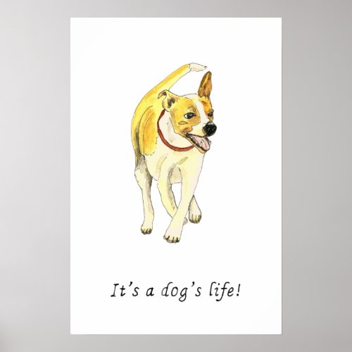 Its a Dogs Life Cute Jack Russell watercolor Poster
