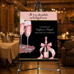 It's a Double Celebration Black Champagne Birthday Foam Board