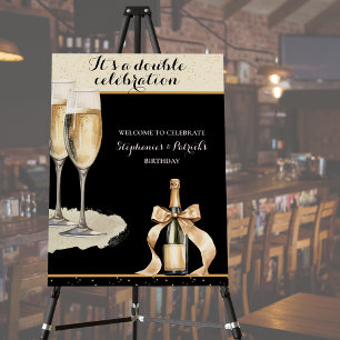 It's a Double Celebration Black Champagne Birthday Foam Board