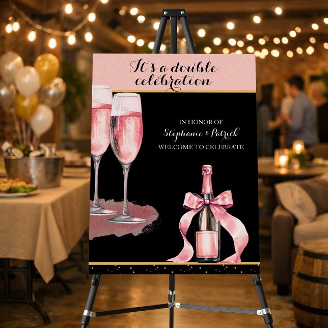 It's a Double Celebration Black Champagne Birthday Foam Board (Creator Uploaded)