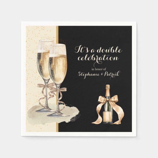 It's a Double Celebration Gold Champagne Party Napkins (Front)