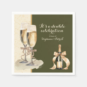 It's a Double Celebration Gold Champagne Party Napkins