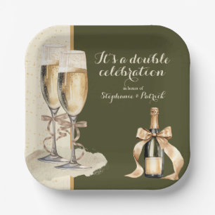 It's a Double Celebration Gold Champagne Party Paper Plates