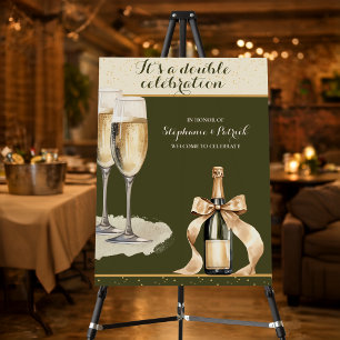It's a Double Celebration Green Champagne Birthday Foam Board