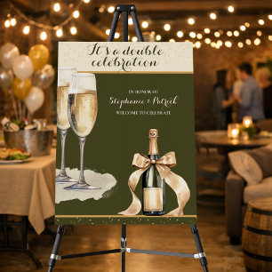It's a Double Celebration Green Champagne Birthday Foam Board
