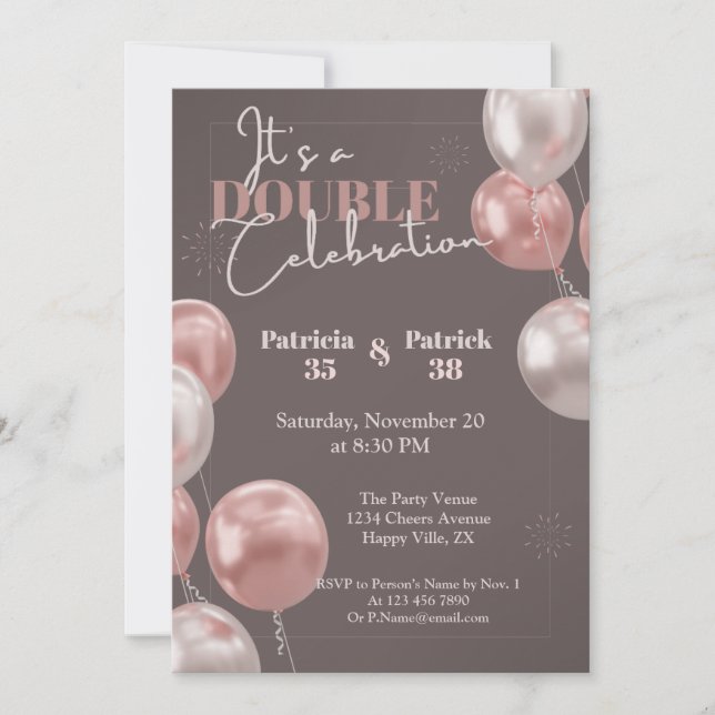 It's a Double Celebration Joint Birthday Elegant Invitation | Zazzle