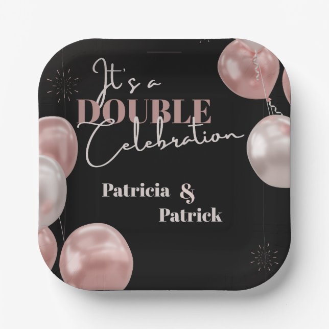 It's a Double Celebration Joint Birthday Elegant Paper Plates (Front)
