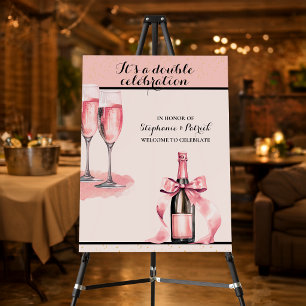 It's a Double Celebration Pink Champagne Birthday Foam Board