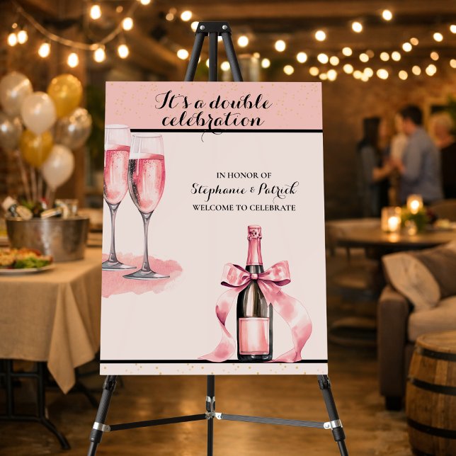 It's a Double Celebration Pink Champagne Birthday Foam Board (Creator Uploaded)