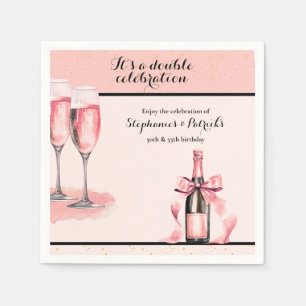 It's a Double Celebration Pink Champagne Birthday Napkins