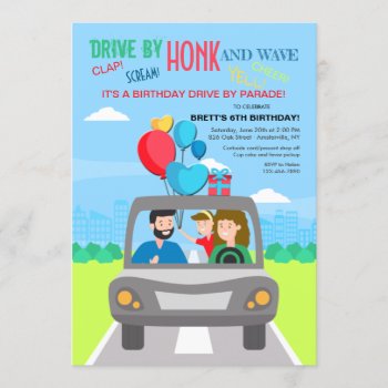 It's A Drive By Birthday Parade Invitation by PixiePrints at Zazzle