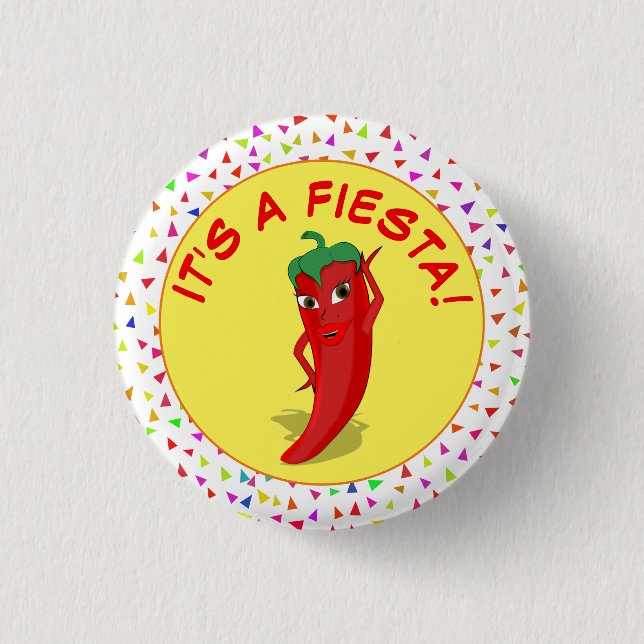 It's A Fiesta With Confetti Pattern Button (Front)