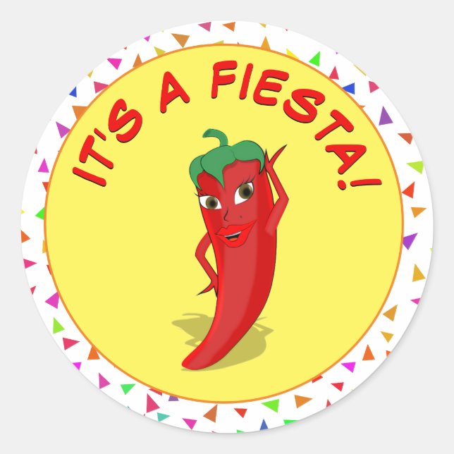 It's A Fiesta With Confetti Pattern Classic Round Sticker (Front)