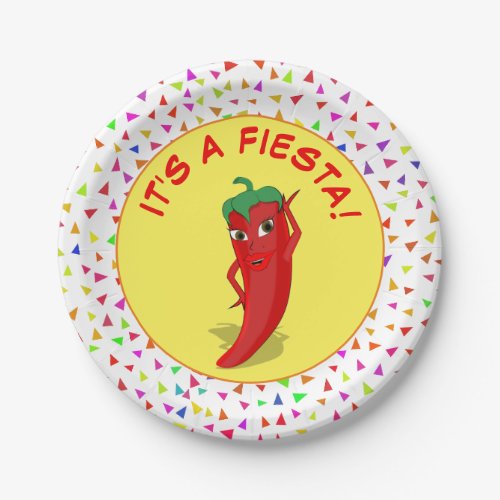 Its A Fiesta With Confetti Pattern Paper Plates