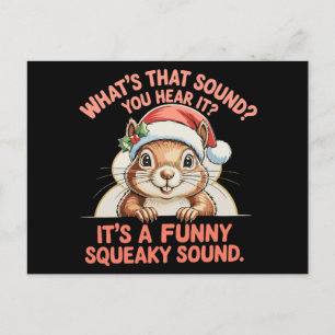 It's A Funny Squeaky Sound Christmas Squirrel Xmas Holiday Postcard