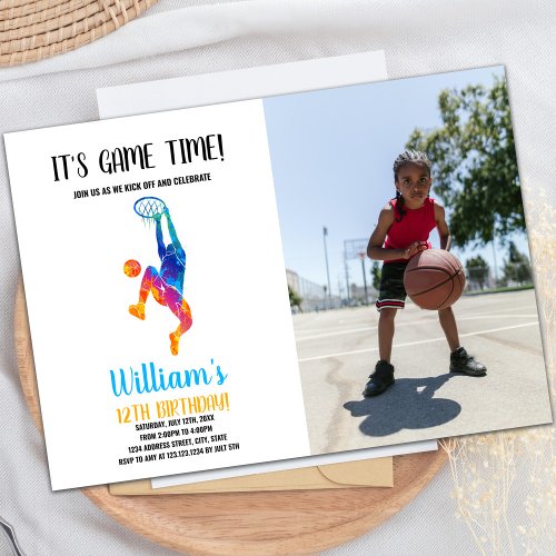 Its a Game Time Basketball Invitations w photo