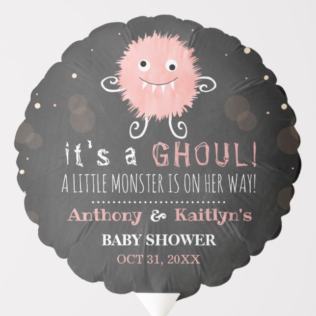 It's A Ghoul! Little Monster Halloween Baby Shower Balloon (Front)