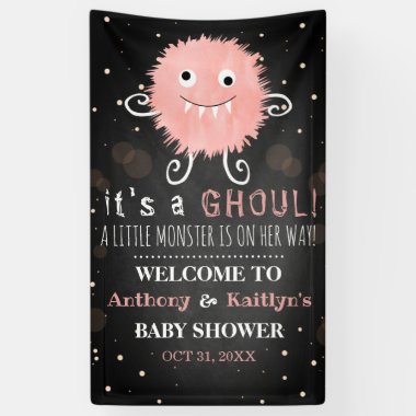 It's A Ghoul! Little Monster Halloween Baby Shower Banner