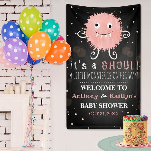 Its A Ghoul Little Monster Halloween Baby Shower Banner
