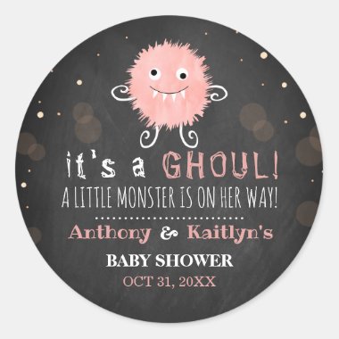 It's A Ghoul! Little Monster Halloween Baby Shower Classic Round Sticker