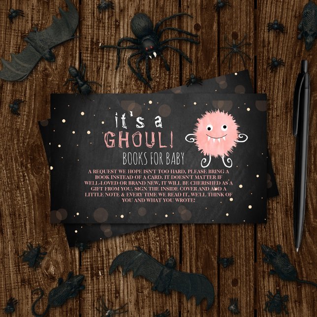 It's A Ghoul! Little Monster Halloween Baby Shower Enclosure Card (Creator Uploaded)