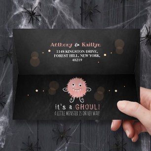 It's A Ghoul! Little Monster Halloween Baby Shower Envelope