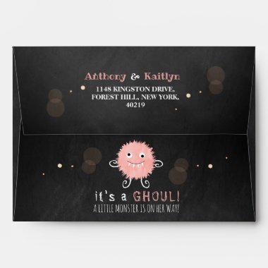 It's A Ghoul! Little Monster Halloween Baby Shower Envelope