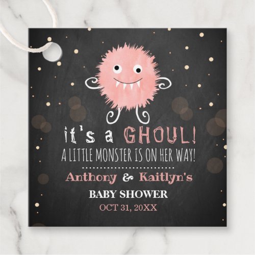 Its A Ghoul Little Monster Halloween Baby Shower Favor Tags