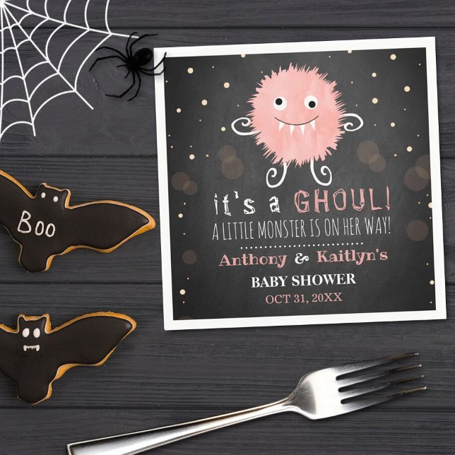 It's A Ghoul! Little Monster Halloween Baby Shower Napkins (Creator Uploaded)