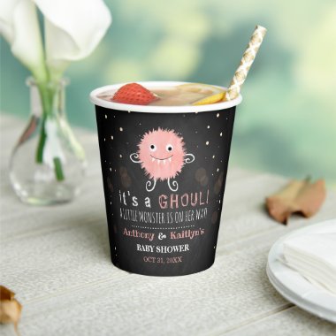 It's A Ghoul! Little Monster Halloween Baby Shower Paper Cups