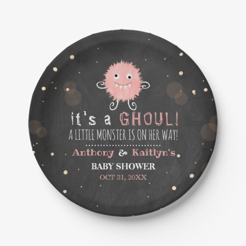 Its A Ghoul Little Monster Halloween Baby Shower Paper Plates