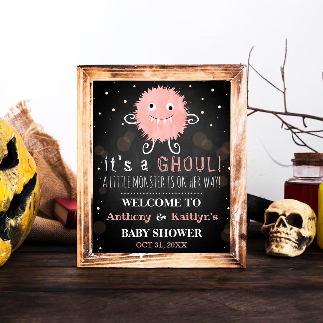 It's A Ghoul! Little Monster Halloween Baby Shower Poster (Creator Uploaded)