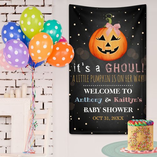 Its A Ghoul Little Pumpkin Halloween Baby Shower Banner