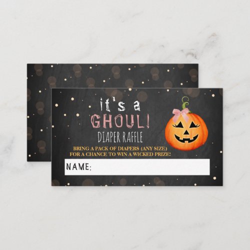 Its A Ghoul Little Pumpkin Halloween Baby Shower Enclosure Card