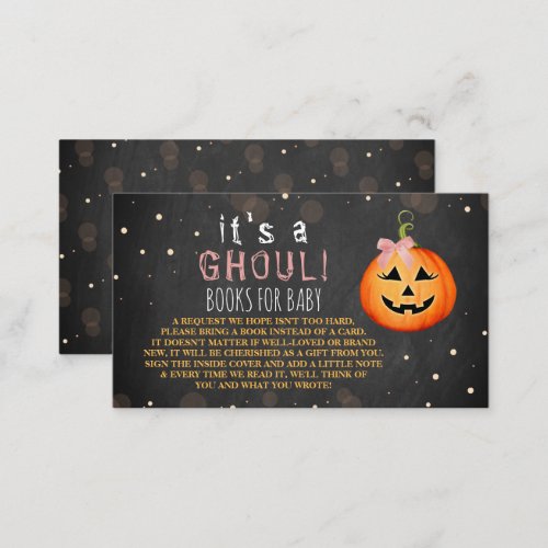Its A Ghoul Little Pumpkin Halloween Baby Shower Enclosure Card