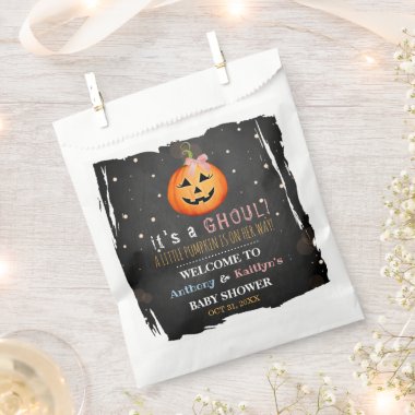 It's A Ghoul! Little Pumpkin Halloween Baby Shower Favor Bag