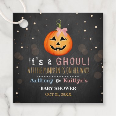 It's A Ghoul! Little Pumpkin Halloween Baby Shower Favor Tags