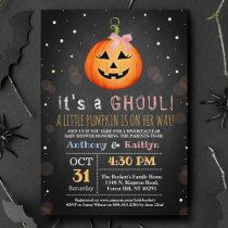 It's A Ghoul! Little Pumpkin Halloween Baby Shower Invitation