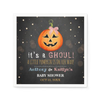 It's A Ghoul! Little Pumpkin Halloween Baby Shower Napkins