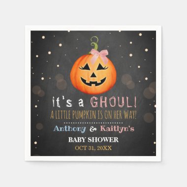 It's A Ghoul! Little Pumpkin Halloween Baby Shower Napkins