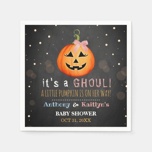 Its A Ghoul Little Pumpkin Halloween Baby Shower Napkins