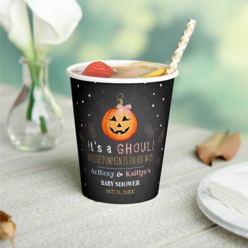 Its A Ghoul Little Pumpkin Halloween Baby Shower Paper Cups