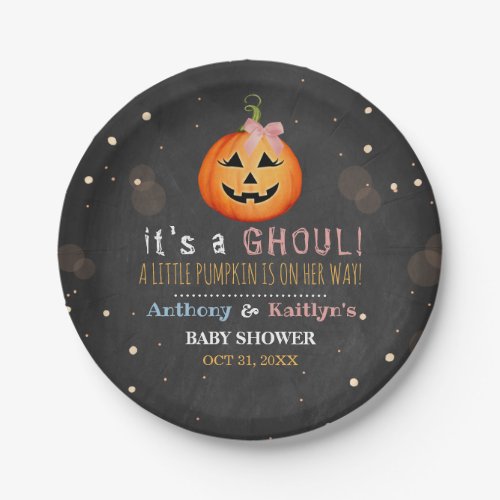 Its A Ghoul Little Pumpkin Halloween Baby Shower Paper Plates