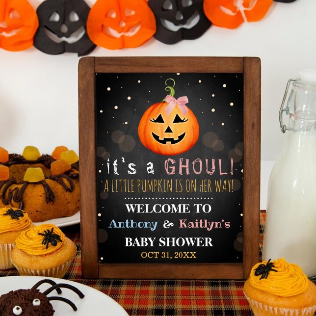 It's A Ghoul! Little Pumpkin Halloween Baby Shower Poster (Creator Uploaded)