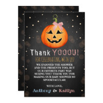 It's A Ghoul! Little Pumpkin Halloween Baby Shower Thank You Card