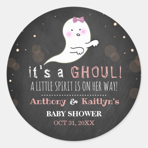 Its A Ghoul Little Spirit Halloween Baby Shower Classic Round Sticker