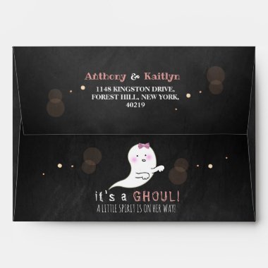 It's A Ghoul! Little Spirit Halloween Baby Shower Envelope