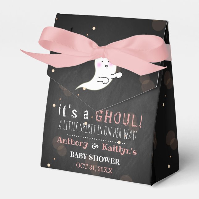 It's A Ghoul! Little Spirit Halloween Baby Shower Favor Boxes (Front Side)