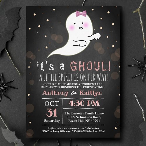 Its A Ghoul Little Spirit Halloween Baby Shower Invitation