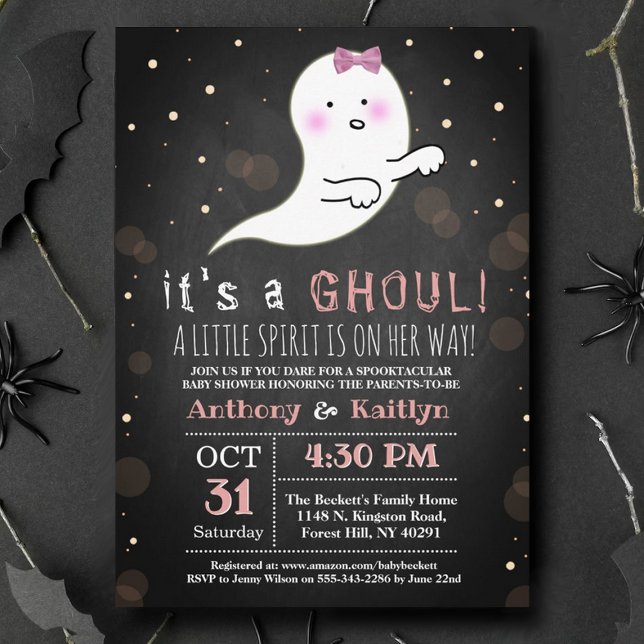 It's A Ghoul! Little Spirit Halloween Baby Shower Invitation (Creator Uploaded)